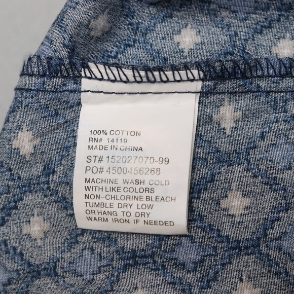 Ely Cattleman Shirt Mens XL Pearl Snap Navy Aztec Print Cowboy Rodeo Long Sleeve - Picture 7 of 7